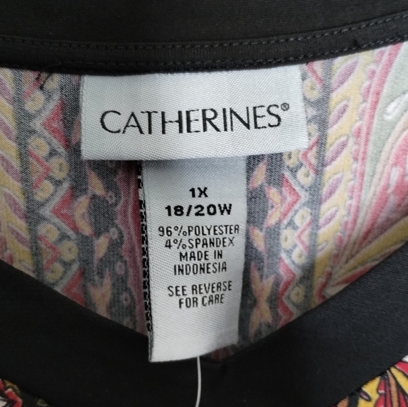 Catherines Colorful Patterned Top Plus Size 1X - Picture 5 of 7